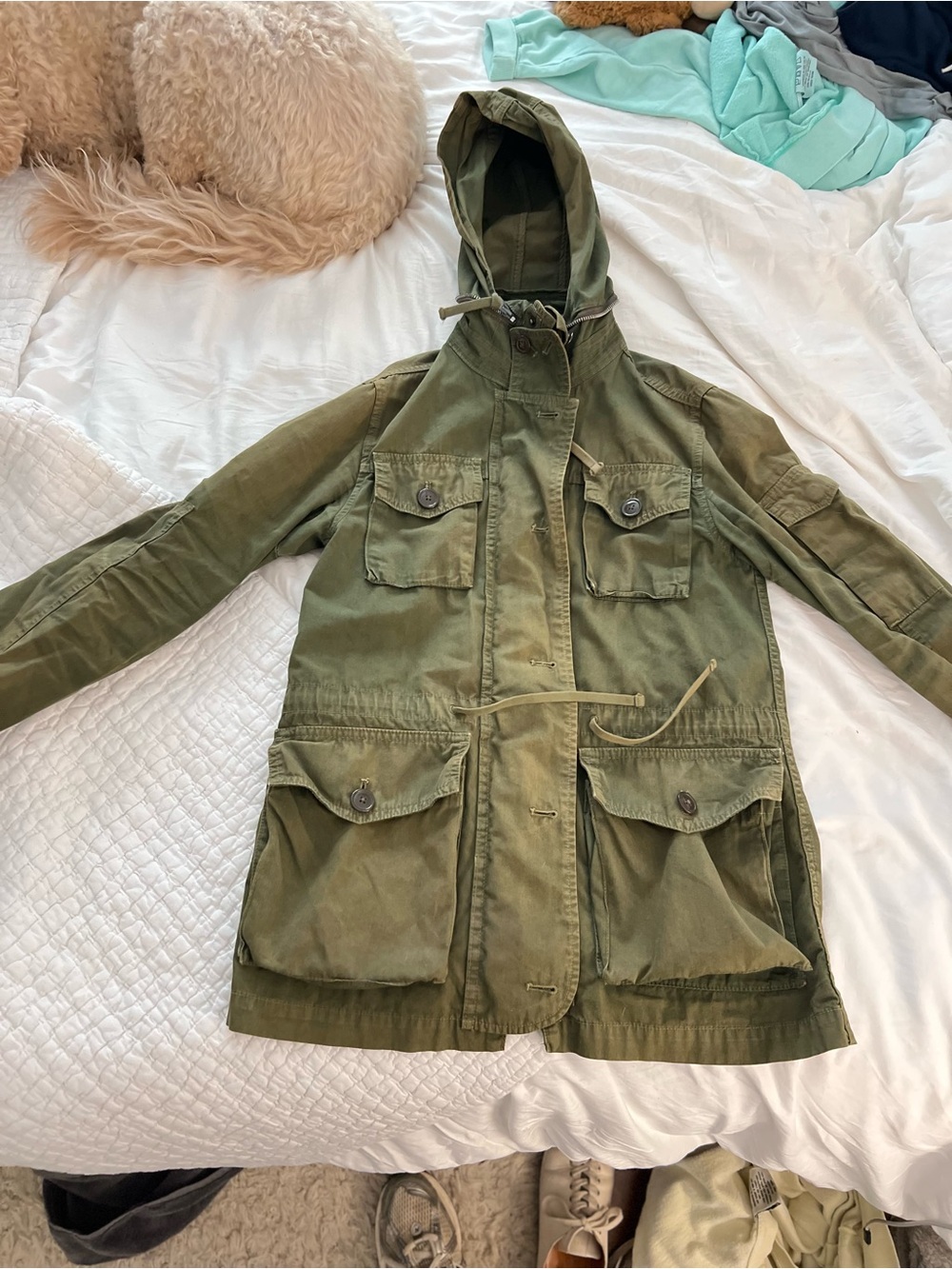 J. Crew Olive Utility Hooded Jacket